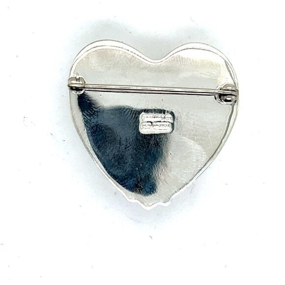 Tiffany & Co Estate Large Puffed Heart Brooch Pin Silver TIF355 - Picture 6 of 7